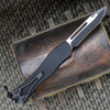 Heretic Knives Hydra OTF V4 Tactical (H408-10A-T) 3.62" 2-Tone  MagnaCut Recurve Plain Blade, Black Aluminum Handle, Black Hardware