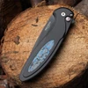 Pro-Tech Cambria 2 CF2103-LTD TC Blue — 3.38" CPM-MagnaCut DLC black drop point, black aluminum with TechnoCarbo Blue inlays, USA made, closed, front view