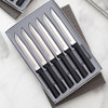Rada Cutlery Utility/Steak Knife Gift Set 6 PC (G206) T420 High Carbon Stainless Steel Satin Plain Blades, Black Resin Handles, Set of 6