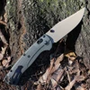 Benchmade Taggedout 15536TN-02 with 3.50" Elmax Tan Cerakote plain clip point blade and Deep Olive G-10 handle, open view
