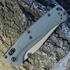 Benchmade Taggedout 15536TN-02 with 3.50" Elmax Tan Cerakote plain clip point blade and Deep Olive G-10 handle, open view