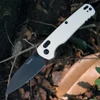 Kershaw Bel Air Trooper 6105WBLK folding knife open view showing the 3.13-inch black reverse tanto blade and white handle.