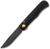 Boker Plus Rusticus All Black (01BP0040) 3.34" 420 Black Drop point Plain Blade, Black Wood Handle, Linerlock, Gold Accents