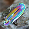 Kershaw Valve Assisted Opening Knife (1375RBW) 2.25" Rainbow 4Cr14 Drop Point Blade, Rainbow Stainless Steel Handle