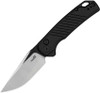 Kershaw Launch 23 7305 automatic knife open showing the 3.3-inch two-tone trailing point blade and black machined handle.