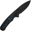 WE Knife Co. Corwyn Frame Lock Folding Knife — Black Titanium + Black/Blue Carbon Fiber, 3.7" Black Stonewashed Blade