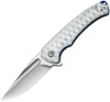 Civivi Voidflare (CIVC24040-2) 2.92" 14C28N Satin Drop Point Plain Blade, Gray and White Scale Print Resin Handle Blue Liners