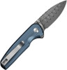 Civivi Mini Shakan (CIVC20052F-DS1) 2.48" Damascus Drop Point Plain Blade, Blue Ripple Aluminum Handle