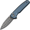 Civivi Mini Shakan (CIVC20052F-DS1) 2.48" Damascus Drop Point Plain Blade, Blue Ripple Aluminum Handle