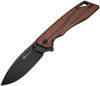 Sencut Stratex (S25055-3) 3.17" 9Cr18MoV Black Drop Point Plain Blade, Wood Handle