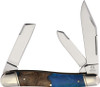 Rough Ryder Texas Stockman RR2653 – 2.62″ Clip, 1.87″ Spey, 1.87″ Sheepsfoot Blades, Blue Wood‑Resin Handle
