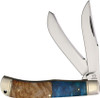 Rough Ryder Jumbo Trapper RR2651 – 440A Stainless Clip & Spey Blades, Pandora Swirl Wood & Blue Resin Handle