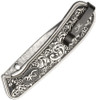 Browning Grand Pass Liner Lock (BR0580B) 3.5" Damascus Drop Point Blade Stainless and Black Scroll Work Handle