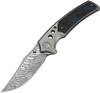 WEKNIFE Skynix Flipper & Thumb Stud Knife Gray Titanium Handle With Black & Blue Carbon Fiber Inlay (3.7" Fafnir Damasteel Blade) WE24087-DS1
