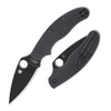 Spyderco UK Penknife Salt C94GPBKPBK black G-10 Caribbean texture handle open view showing black DLC CPM MagnaCut plain blade
