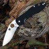Spyderco Retract C276GP Ed Schempp design black G-10 handle open view showing recurve 9Cr18MoV satin plain blade
