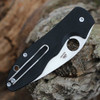 Spyderco Retract C276GP Ed Schempp design black G-10 handle open view showing recurve 9Cr18MoV satin plain blade