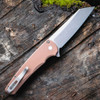 Pro-Tech Malibu 5401-FDE — 3.25" CPM-MagnaCut stonewash reverse tanto, FDE aluminum handle, button lock flipper, USA made, open, back view
