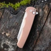 Pro-Tech Malibu 5401-FDE — 3.25" CPM-MagnaCut stonewash reverse tanto, FDE aluminum handle, button lock flipper, USA made, closed front view