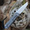 Chris Reeve Small Sebenza 31 S31-1010 CPM MagnaCut tanto — hollow grind, 2.99 in, 0.12 in thick, stonewashed, plain edge, reinforced tip