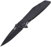CRKT Slag 7600K blacked out profile view showing 2.95 inch D2 black drop point blade and black stainless steel frame lock handle.