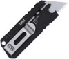 CRKT C.U.T. 9018 profile view showing black titanium handle with manual OTF utility blade slide and integrated pry bar tool.