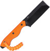 CRKT Razel Fixed 4037ER profile view showing 2.97 inch D2 black oxide chisel blade and high-visibility orange G-10 handle with lanyard hole.