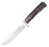 Muela GRED-12A 02MU226 4.70 inch X50CrMoV15 Satin Clip Point Ram Horn Handle Brass Guard Brown Leather Sheath Spain