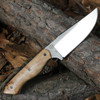 Boker Plus Overnighter 02BP0025 4.57 inch D2 Two-Tone Clippoint Fixed Blade Burl Wood Handle Leather Sheath