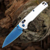 Kershaw Bel Air Cryo Raw 6105RAWBLU folding knife open showing the 3.13-inch blue MagnaCut blade and raw aluminum handle.