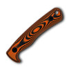 The ESEE AGK Replacement Handle (AGK-3D-006) shown with its 3D-contoured, textured orange and black layered G-10 scales, designed as a precision-fit upgrade or replacement for the ESEE AGK platform.