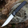 Boker Urban Trapper Automatic NXT 110062 profile view showing 3.35-inch satin MagnaCut blade and black handle.