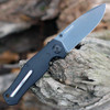 Sculpted black aluminum handle of the Boker Camaro Z28 inspired knife.