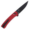 CRKT Q Compact 7135 profile view showing 3.05 inch 14C28N satin drop point blade and textured red GRN handle with Crossbar Lock.