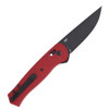CRKT Sero 7140 profile view showing 3.02 inch S35VN black titanium nitride drop point blade and textured red GRN handle with Crossbar Lock.