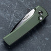 Closed view of Pro-Tech Scapegoat Compact Auto with green aluminum handle and polished blade