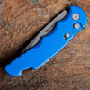 Pro-Tech TR-5 Automatic T501-BLUE closed front view showing blue aluminum handle and push button