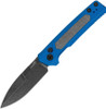 Front view of Kershaw Launch 22 automatic knife with BlackWash MagnaCut blade and Blue handle