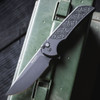 Pro-Tech Mordax NEXUS in hand, 8.5 inch overall, 3.8 oz, Ferrum Forge design made in USA