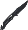 Smith Wesson Extreme Ops 3.5 inch black oxide clip point blade open, partial serration, thumb stud