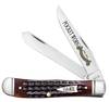 Case 55231 Mini Trapper — Pocket Worn Corn Cob Jig Mahogany Bone handles, fluted bolsters, 30th Anniversary, 6207 SS, made in USA