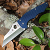 Spyderco YoJumbo C253GPCBL CPM SPY27 cobalt blue G-10 Wharncliffe folding knife open blade profile view