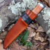 Boker Magnum Collection 2026 02MAG2026 Two-Tone Leather Sheath Belt Loop Magnum Collection Embossing Detail View