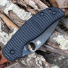 Spyderco Sage 5 Salt C123GPBKMCBK closed — black G-10 ribbed handle, Spyderco spider logo, wire clip, Round Hole visible