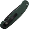 :
Ontario RAT 1 Linerlock ON8992 folding knife shown closed from above, black G10 handle scales, thumb stud, and pocket clip visible against a white background.