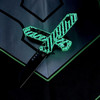 Heretic Knives Jinn Manual H213-6A-GLOCF — 3.0" CPM-MagnaCut DLC black Wharncliffe, glow-in-the-dark carbon fiber handle glowing green, button lock, USA made
