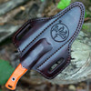 Microtech Akris - 3.70" Bohler M390MK Straight Back Stonewash Plain Edge Blade, Ember G-10 Handle, Leather Sheath- 95-10EM-1