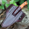 Microtech Akris - 3.70" Bohler M390MK Straight Back Stonewash Plain Edge Blade, Ember G-10 Handle, Leather Sheath- 95-10EM-1