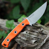Microtech Akris - 3.70" Bohler M390MK Straight Back Stonewash Plain Edge Blade, Ember G-10 Handle, Leather Sheath- 95-10EM-1