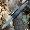 Microtech Ultratech Gen III ZBP - 3.55" Bohler M390MK Apocalyptic Plain Edge Dagger Blade, Black Mil-Spec Hardcoat Aluminum Handle - 1122-10AP